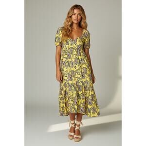 ZARA Floral Romantic Cottage Puff Sleeve MIDI Dress  Small Summer Vacation